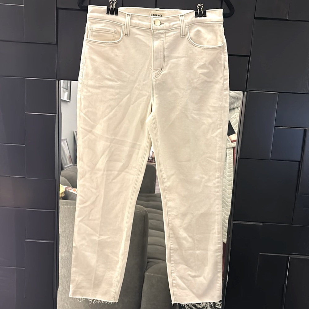 L'AGENCE exclusive Cream Straight-Leg Jeans size 29